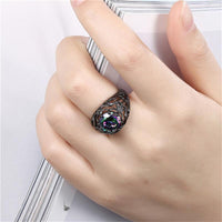 Trendy Black Big Hollow Ring for Women - sparklingselections