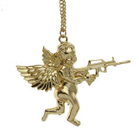 Women  Gold Silver Angel Baby carry Gun Stuff Pendant Long Necklace - sparklingselections