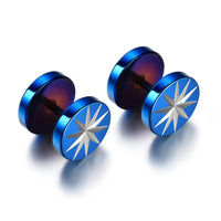Punk Gothic Stainless Steel Ear Stud Earrings For Men's Fashion Beautiful Blue Round Shaped Earrings - sparklingselections