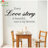 New Love Story English Living Room Wall Stickers