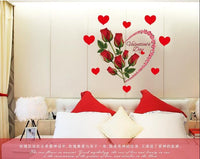 New Red Rose Flower Wall Sticker for Living Room - sparklingselections