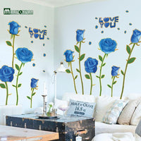 New Removable 3D Blue Rose Wall Sticker - sparklingselections