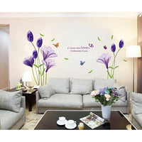 Fashion Purple Tulips Flowers Wall Stickers For Living Room Wall Sticker Home Decor - sparklingselections