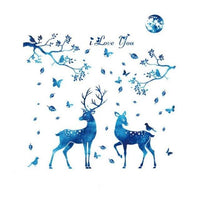 Nordic Style Blue Star Deer Wall Stickers For Living Room - sparklingselections