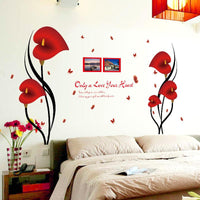 Red Morning Glory Wall Stickers For Home Decor - sparklingselections