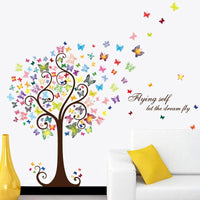Colorful Butterfly Tree Wall Sticker Kids Room Decor Home PVC Animal Style Wall Decal Stickers - sparklingselections
