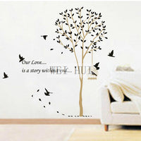 New Romantic Tree And Birdcage Vinyl Mural Art Wall Decor Sticker For Couples Room Home Decor Stickers - sparklingselections