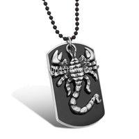 Biker Men's Black  Silver Tone Scorpion Pendant Necklace - sparklingselections