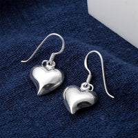 Sterling Silver Heart Love Dangle Earrings for Women - sparklingselections