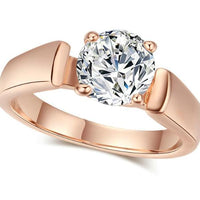 Womens Classic Cubic Zirconia Wedding Ring With 4 Prongs Rose Gold Color - sparklingselections