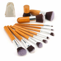 Natural Bamboo Professional Makeup Brushes Set 11 pcs - sparklingselections