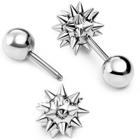Stainless Steel Spike Rivet Bola Earrings - sparklingselections