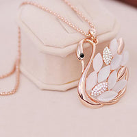 Opal Swan Pendants Necklace - sparklingselections