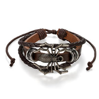 Leather Braided Charm Handcuff  Bangles - sparklingselections