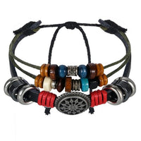 Multi Layer Leather Charm Bangle Bracelet - sparklingselections