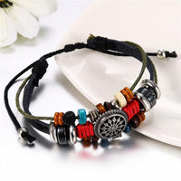 Multi Layer Leather Charm Bangle Bracelet - sparklingselections