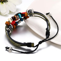 Multi Layer Leather Charm Bangle Bracelet - sparklingselections