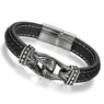 Men Leather Braided Rope Bead Charm Wristband
