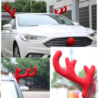 3pcs Christmas Reindeer Antlers Red Nose for Car - sparklingselections