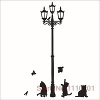 Animal Cartoon Under The Lights Cat Vinyl Wall Stickers - sparklingselections