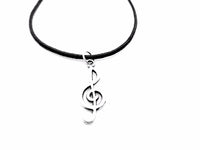 Music Symbol Treble Clef Leather Pendant Necklace - sparklingselections