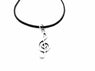 Music Symbol Treble Clef Leather Pendant Necklace