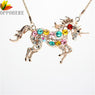 New Colorful Crystal Steed Horse Pendant Necklaces