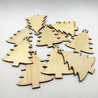 Christmas Wood Chip Tree Ornaments 10 Pcs - sparklingselections