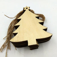 Christmas Wood Chip Tree Ornaments 10 Pcs - sparklingselections