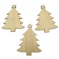 Christmas Wood Chip Tree Ornaments 10 Pcs - sparklingselections