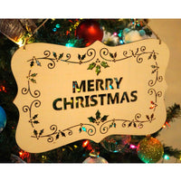 Merry Christmas Wooden Pendant Hollow Christmas Tree Decoration Hanging Ornament - sparklingselections