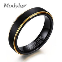 New Fashion Cool 5MM Black and Gold-Color Tungsten Wedding Ring for Men and Women Jewelry - sparklingselections