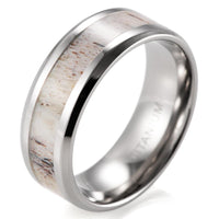 Wild Antler Inlaid Titanium Ring for Men - sparklingselections