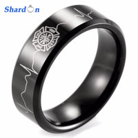 Black Beveled Tungsten Carbide Outdoor Wedding Ring - sparklingselections