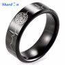 SHARDON ring men Black Beveled Tungsten Carbide Firefighter Shield & EKG Design Outdoor Wedding Band men firefighter rings