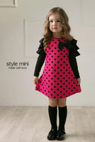 Long Sleeve Dotted One Piece Dress for Childrens - sparklingselections