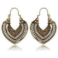 Heart Shape Hollow Bronze Plated Earrings For Women - sparklingselections