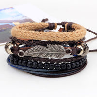 Men's Braided Leather Chain Wristband - sparklingselections