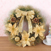 40cm Diameter Christmas Wreath Bow Pine Needle Christmas Decoration For Home - sparklingselections