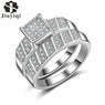Silver Color Cubic Zirconia Crystal Ring Set Fashion Wedding & Engagement Ring Set Jewelry For Women with free gift box