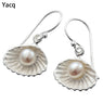 Silver Cultured Pearl Dangle Drop Earrings