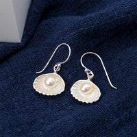 Silver Cultured Pearl Dangle Drop Earrings - sparklingselections