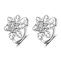 Silver Color Stud Earrings with Flower Shape For Women - sparklingselections