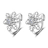 Silver Color Stud Earrings with Flower Shape For Women