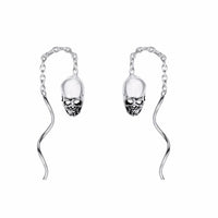 Clear Skull Bone Skeleton Chain Earrings For Women - sparklingselections