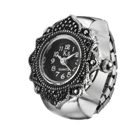 Stylish Vintage Creative Lady Girl Round Elastic Quartz Finger Ring Watch - sparklingselections