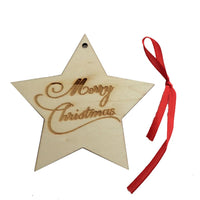 Merry Christmas Star Wood Chip Xmas Tree Ornaments For Home - sparklingselections