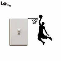 Basketball Player Dunk Silhouette Light Switch Wall Stickers - sparklingselections