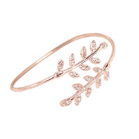 Leaf Cuff Charm Open Bracelet Bangle - sparklingselections