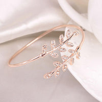 Leaf Cuff Charm Open Bracelet Bangle - sparklingselections